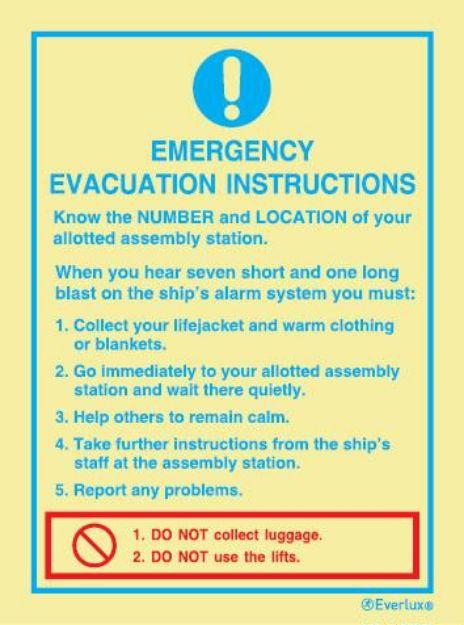 Mandatory sign, emergency instruction, white vinyl